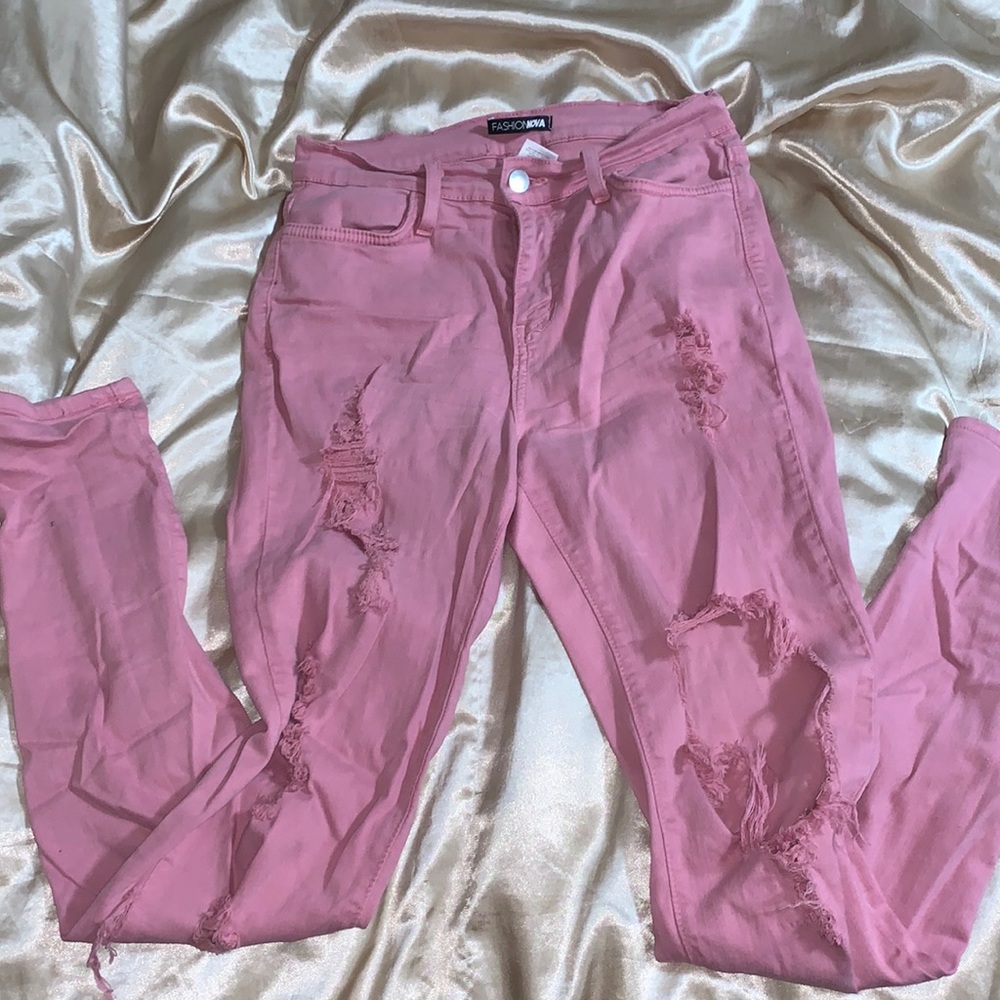 Pink fashion Nova jeans